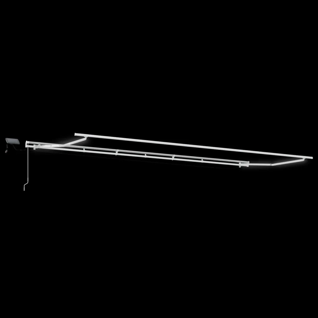 Kézi Behúzható Napellenző LED-del Narancs és Barna 600x350 cm