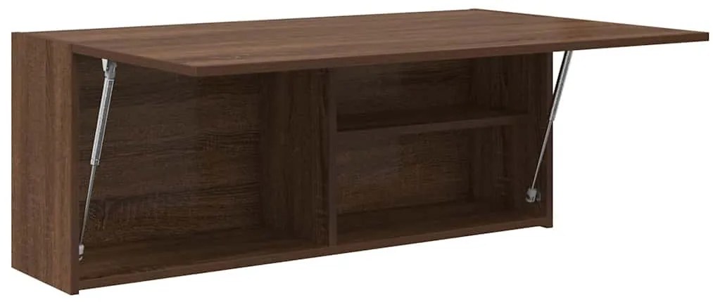 barna tölgyszínű szerelt fa fali fürdőszobaszekrény 100x25x40cm