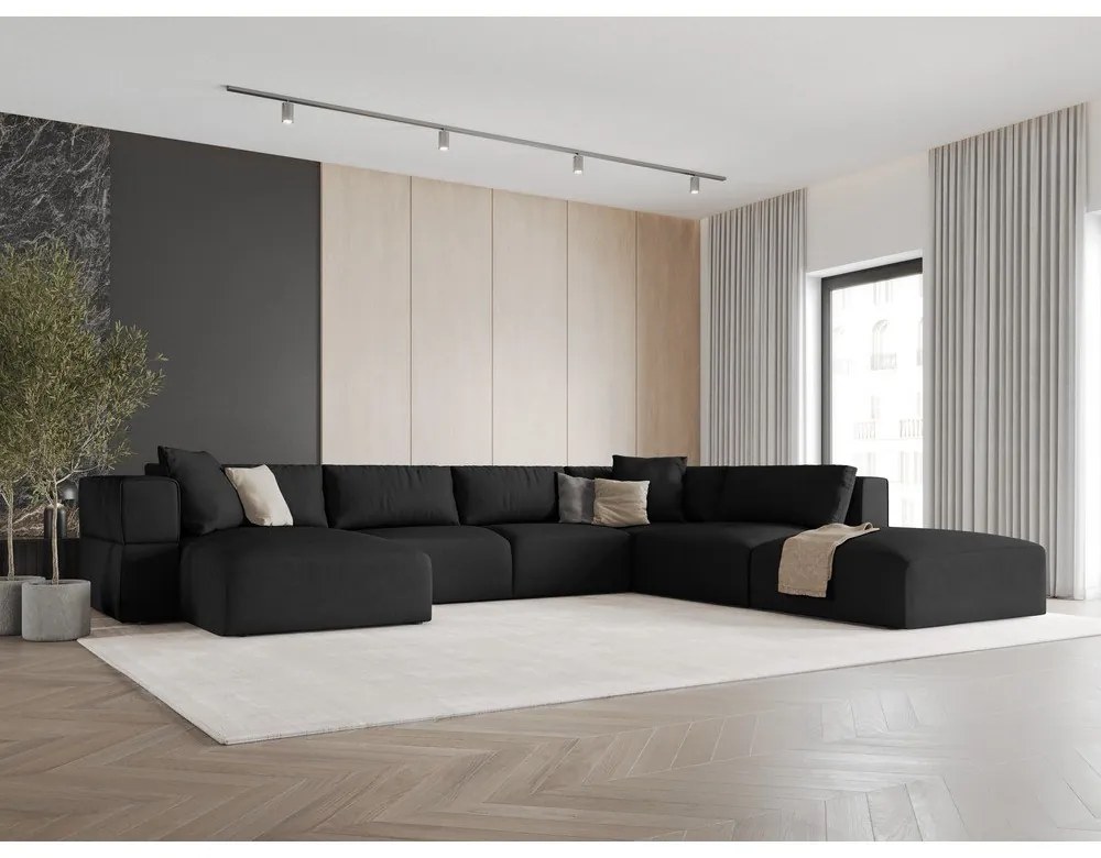 Fekete sarokkanapé (jobb oldali-"U" alakú) Esther – Milo Casa