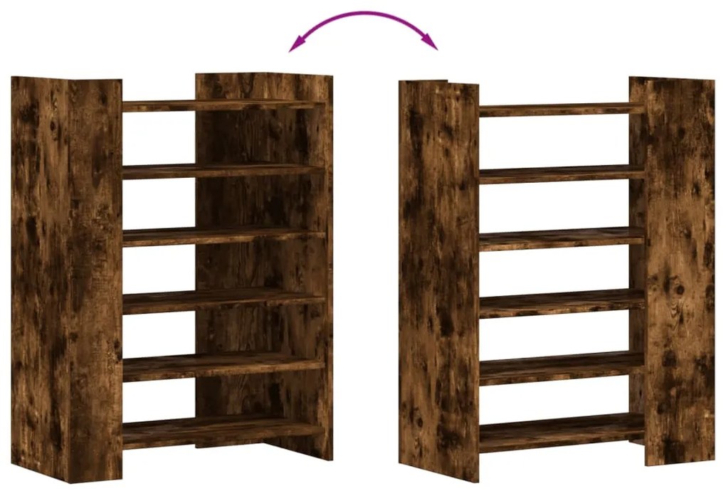 füstös tölgy színű szerelt fa cipőszekrény 74,5 x 37,5 x 100 cm