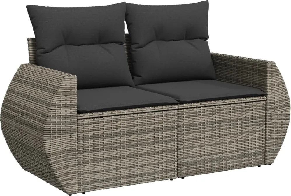 vidaXL 2 személyes szürke polyrattan kerti kanapé párnával