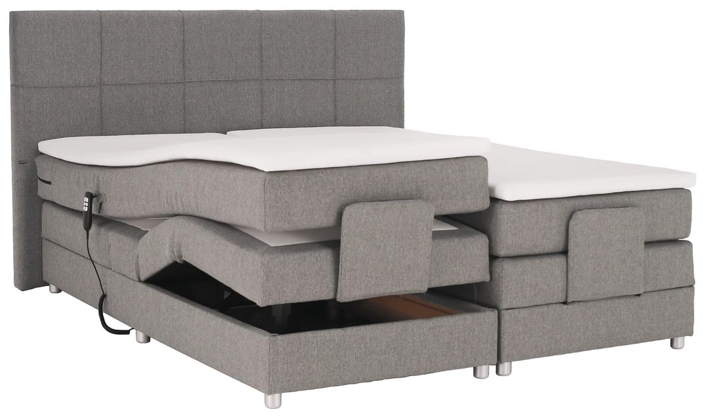 Elektromos állítható ágy, boxspring, szürke, 160x200, MURKO NEW