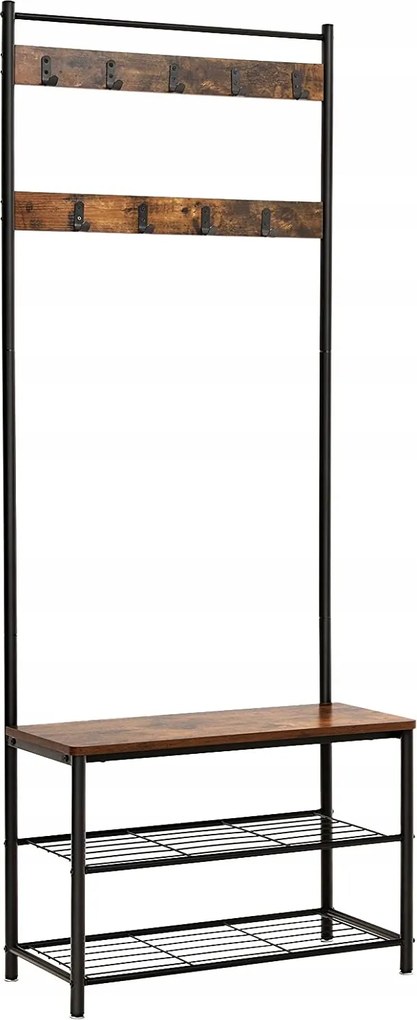 Előszobai kabáttartó cipőtartóval Vasagle Herry barna