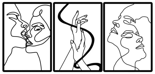 KÉSZLET 3x Fali dekoráció 109x50 cm szerelem fém