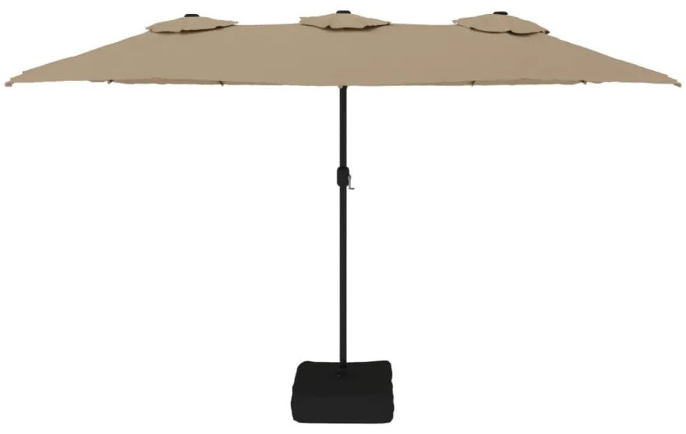 tópszínű dupla tetős napernyő LED-ekkel 449 x 245 cm