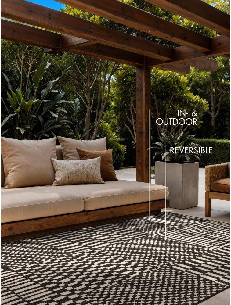 Fekete-krémszínű kültéri-beltéri szőnyeg 160x230 cm Haringey Barkham – Ted Baker