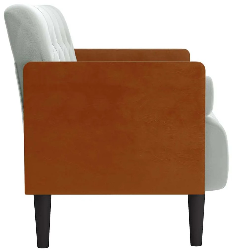 világosszürke bársony loveseat kanapé párnákkal 110 cm