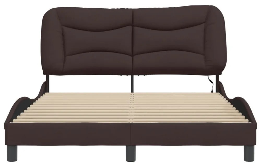 sötétbarna szövet ágykeret LED-ekkel matrac nélkül 120x200 cm