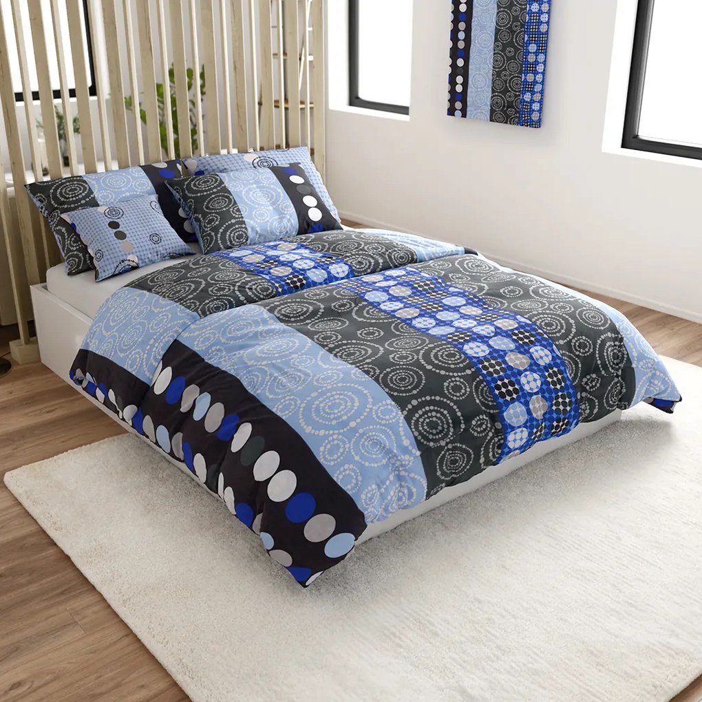Pamut ágyneműhuzat CIRCLES BLUE, kék Ágyneműhuzat mérete: 70 x 90 cm | 140 x 200 cm