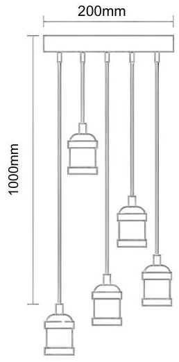 Tápkábel 5xE27/60W/230V bronz
