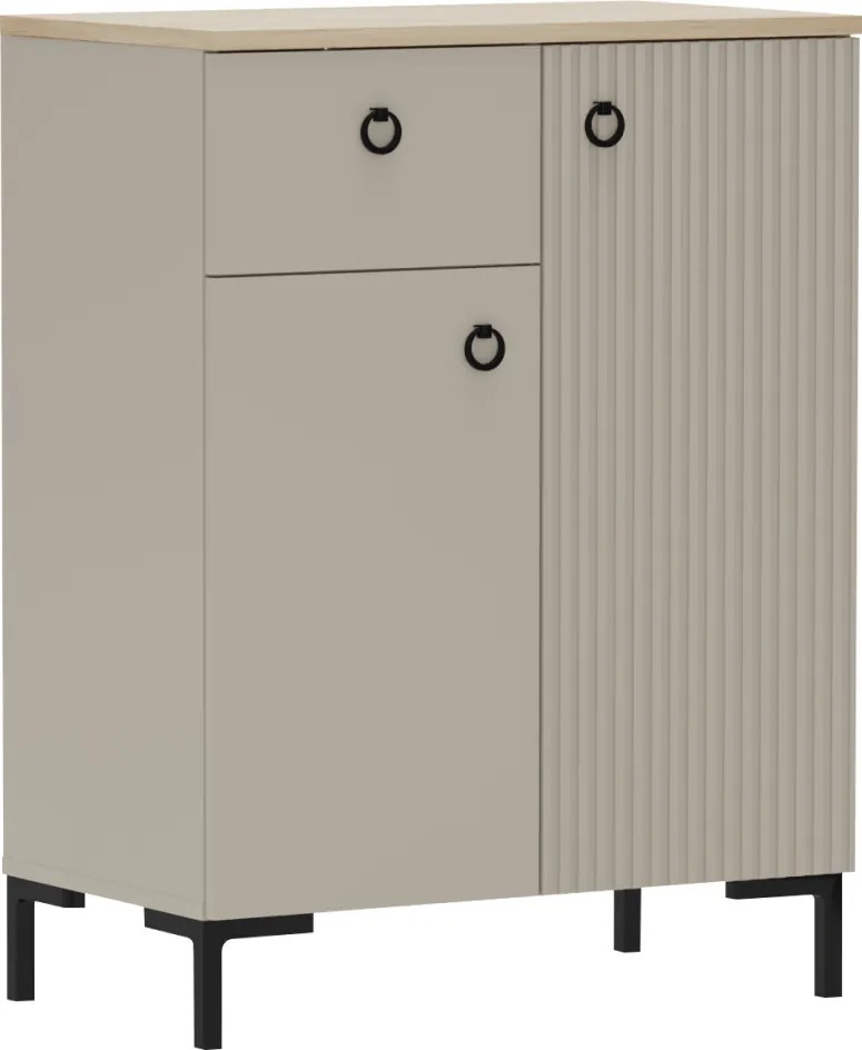 Komód, szürkésbarna Taupe/silverjack tölgy, DOMCA 2D1S