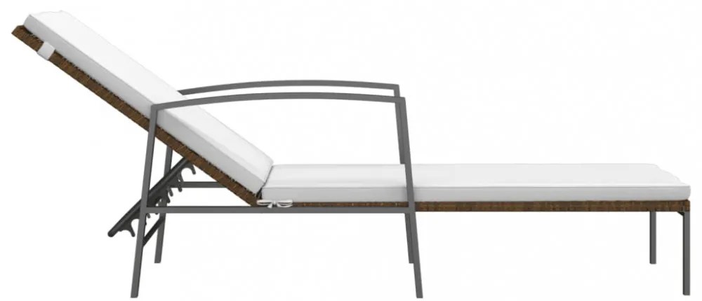 2 db barna polyrattan napozóágy asztallal