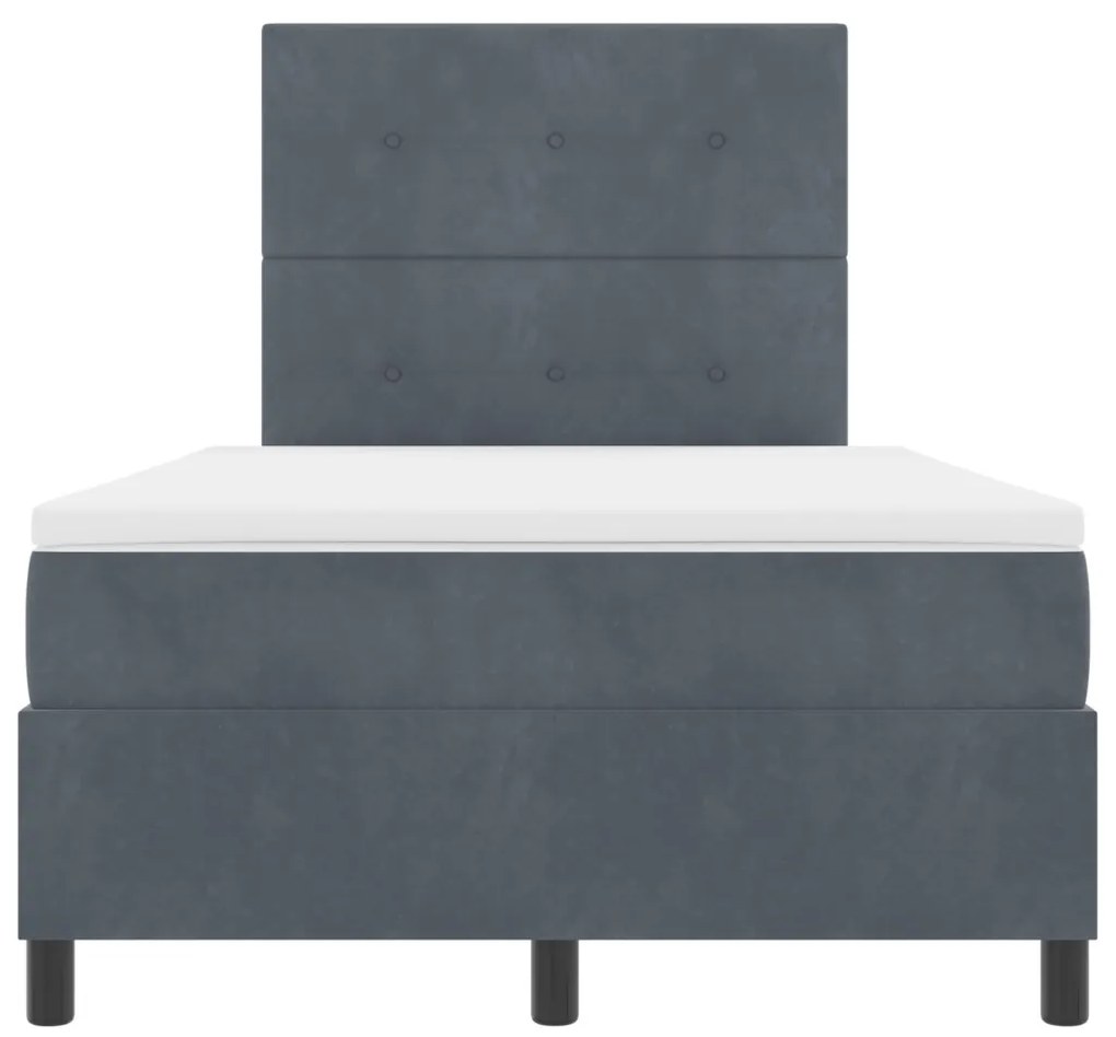 Boxspring Ágy Matraccal Sötétszürke Kisméretű Velúr
