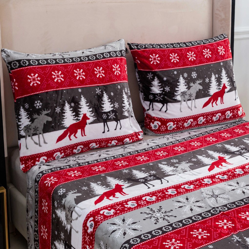 SNOWY FOREST szürke mikroplüss ágyneműhuzat Ágyneműhuzat mérete: 2 db 70 x 90 cm | 200 x 220 cm