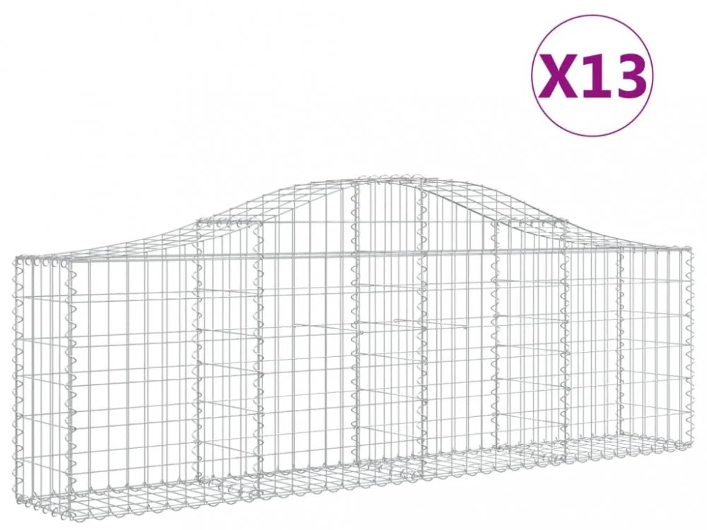 13 db íves horganyzott vas gabion kosár 200x30x60/80 cm