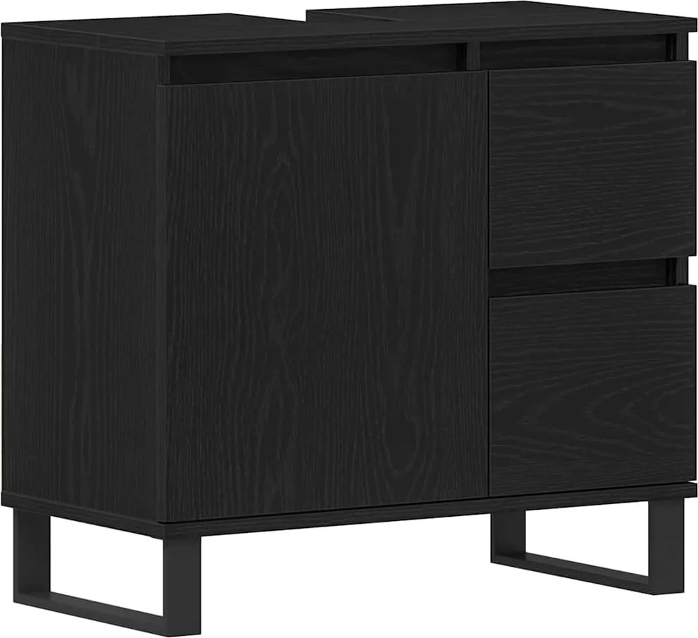 vidaXL Fürdőszobai mosdószekrény Fekete tölgy 65 x 33 x 60 cm Faanyag