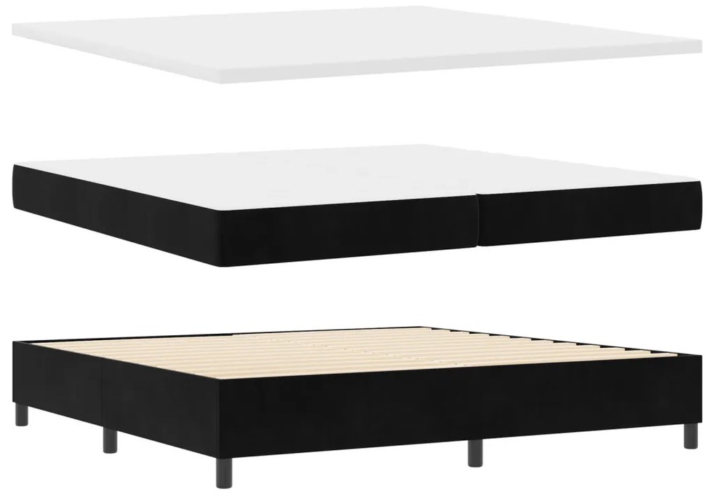 Box spring ágy matraccal és padal fekete 200x200 cm velúr