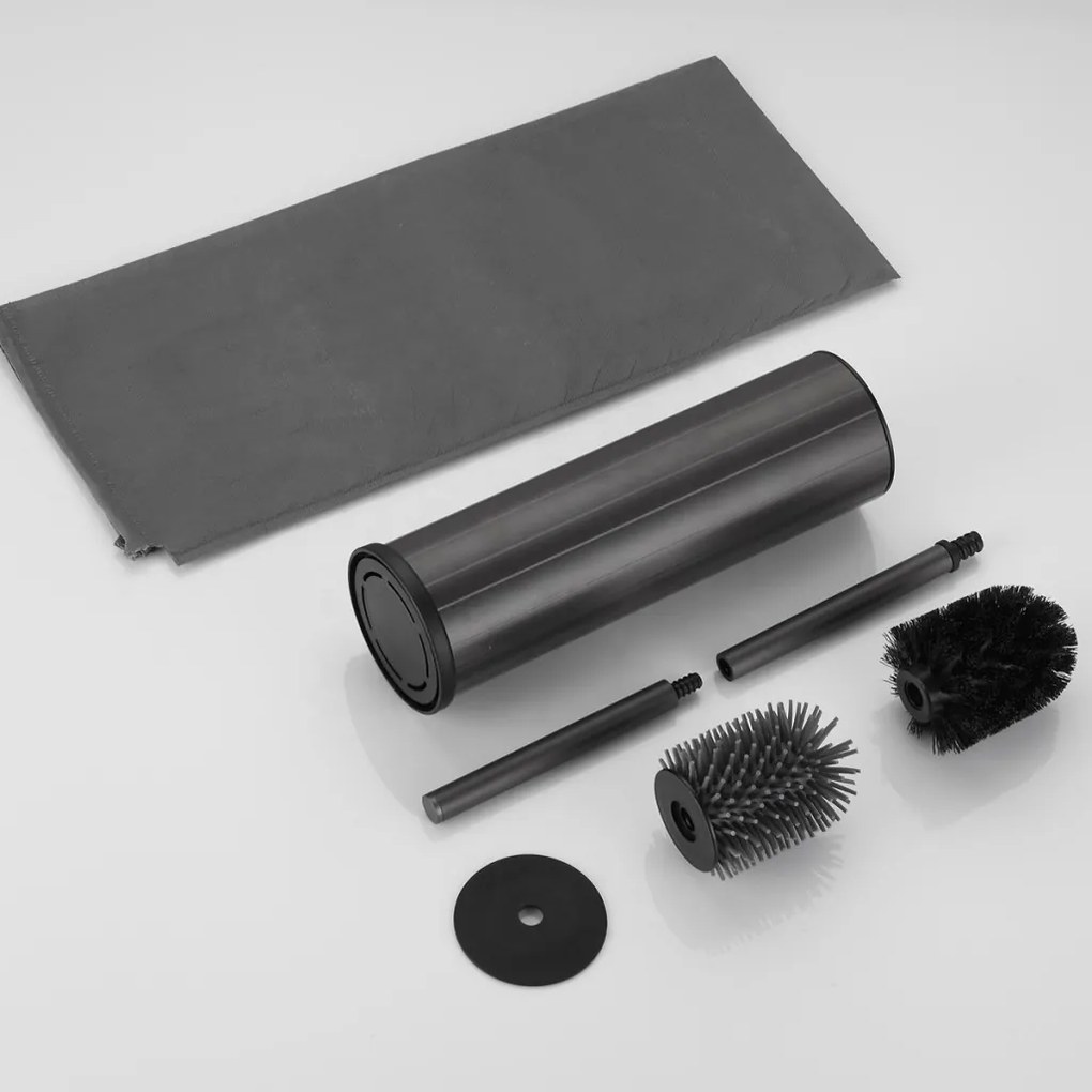 Viva NERO WC-kefe tartó - hengeres - fürdőszobai kiegészítő - GUNMETAL - fegyverszürke