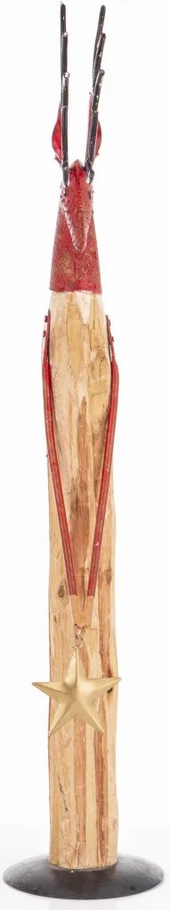 Jávorszarvas figura 45747-A fa, többszínű fém 60,5x11,5x20 cm