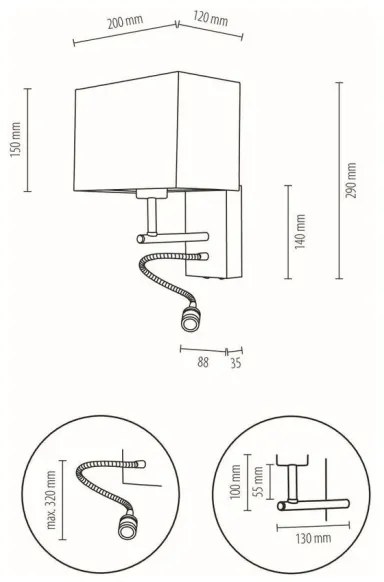 Spot-Light 57290974 - BOHO LED flexibilis lámpatest 1xE27/25W + LED/1W/230V tölgy