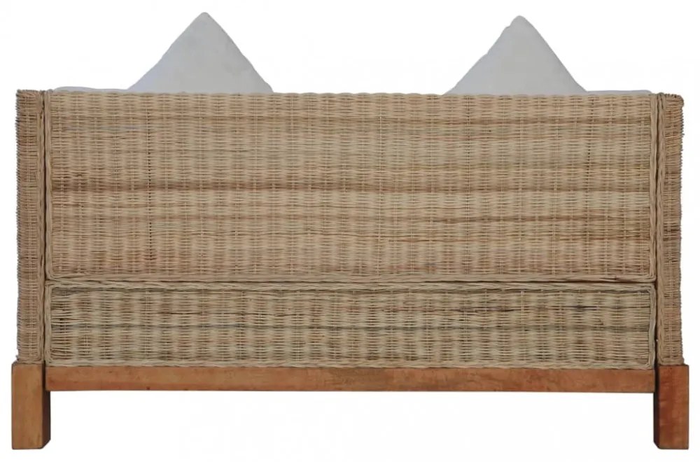 2 személyes természetes rattan kanapé párnával