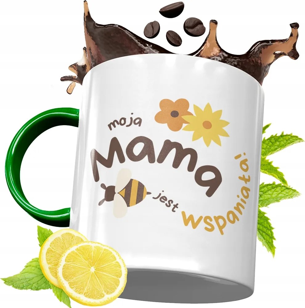 Zöld Bögre Anyukáknak Születésnapi Ajándék fényképes nyomtatással