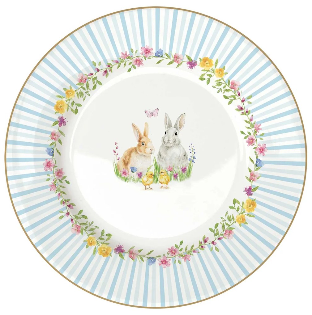 Húsvéti nyuszi mintás porcelán desszertes tányér 4 db szett Happy Easter