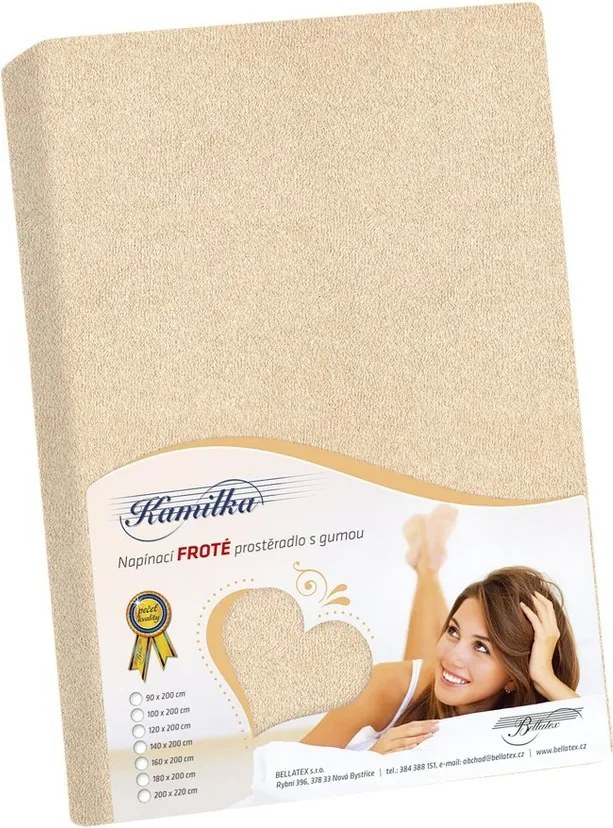 Kamilla frottír lepedő, világos bézs, 90 x 200 cm