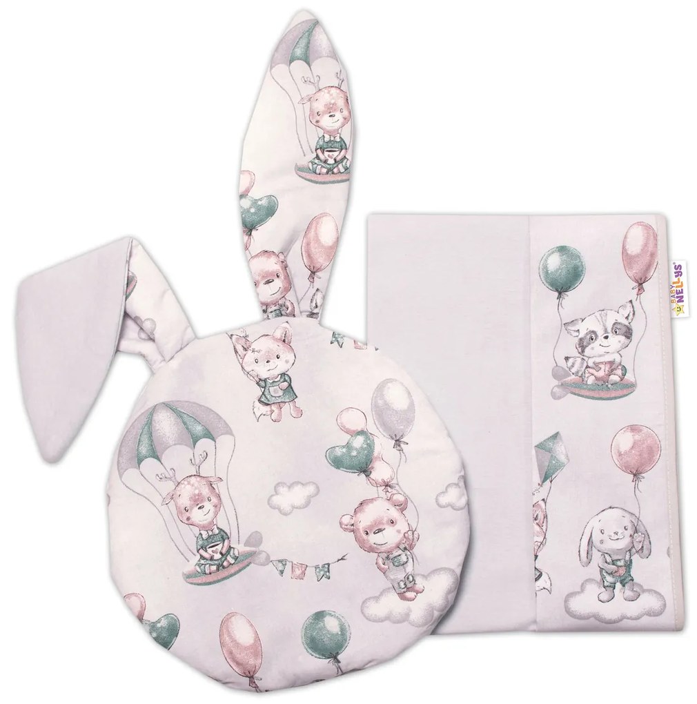 Baby Nellys 2-dílná babakocsi készlet Baby Nellys mezt fülek, Repülő állatok, zöld