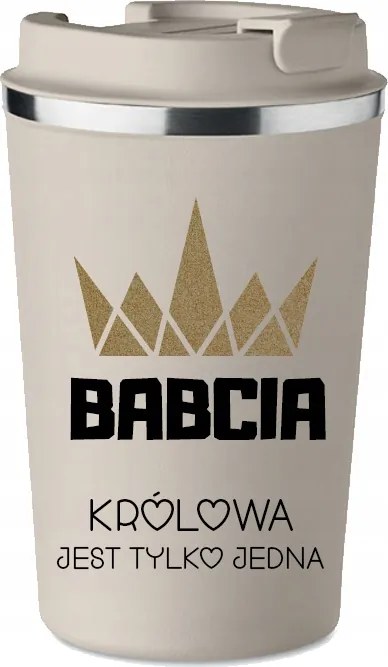 Prémium Termo Bögre bézs ajándék Nagymama Napjára királynő KT_519_b