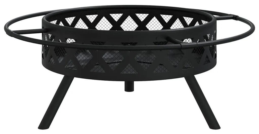 acél XXL méretű tűztál piszkavassal 70 cm