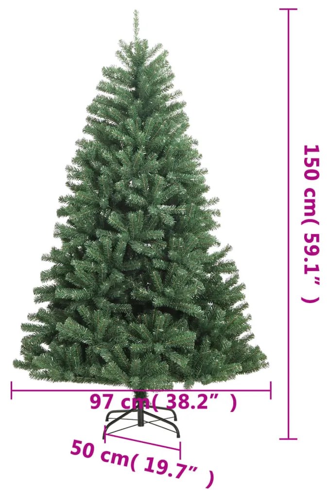 zöld csuklópántos műkarácsonyfa állvánnyal 150 cm