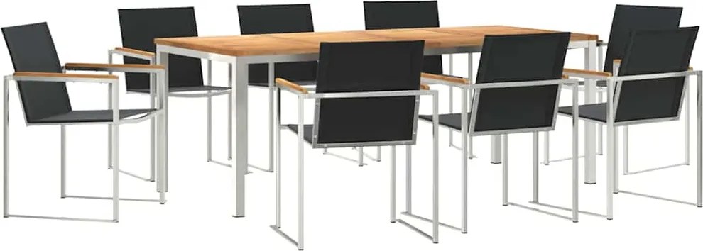 vidaXL Kert étkező szett 9 pcs Barna Tömör Teakfa