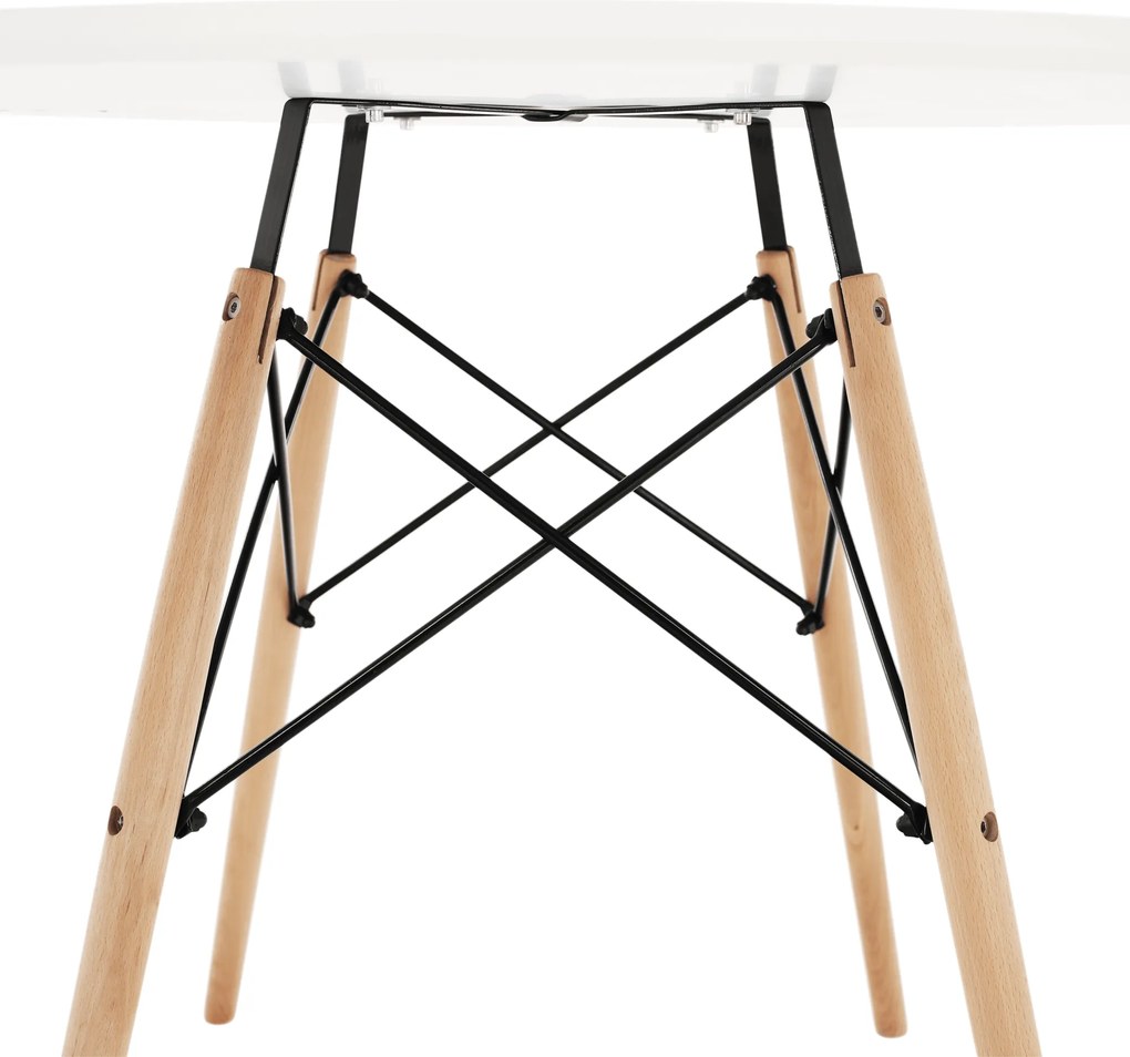 Étkezőasztal, fehér/bükk, átmérő 90 cm, GAMIN 2 NEW 90
