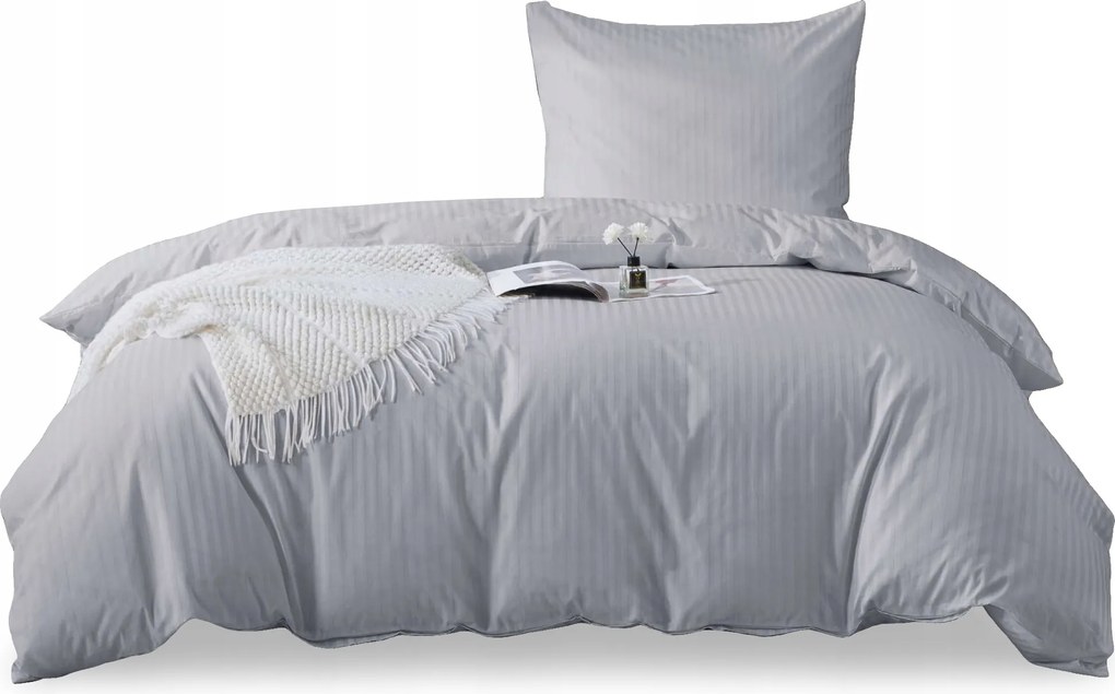 Damaszt pamut-szatén ágyneműhuzat garnitúra 140x200 világosszürke
