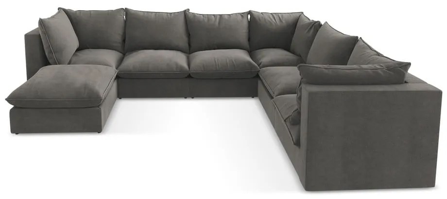 Sötétszürke sarokkanapé (jobb oldali-U alakú) Manao – Makamii