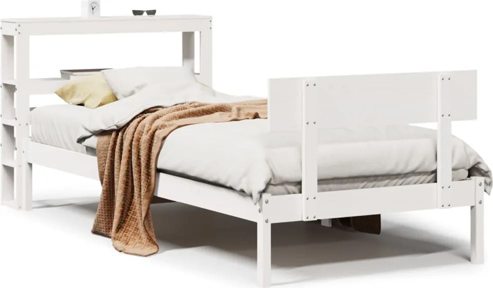 vidaXL fehér tömör fenyőfa ágy matrac nélkül 75 x 190 cm