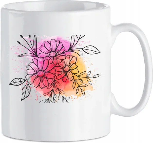 Színes nyomott mintás bögre Virágok 330 ml