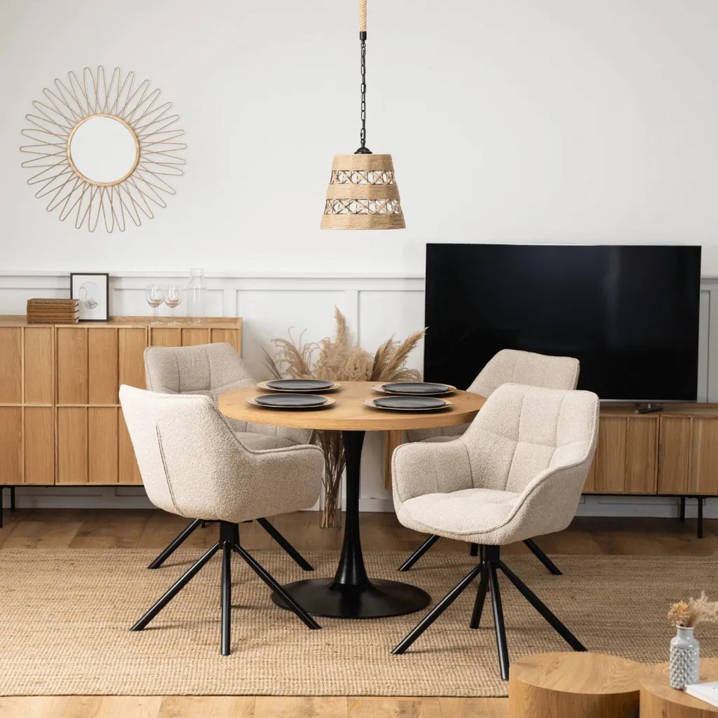 Krzesło Obrotowe PEONY Beżowe Boucle