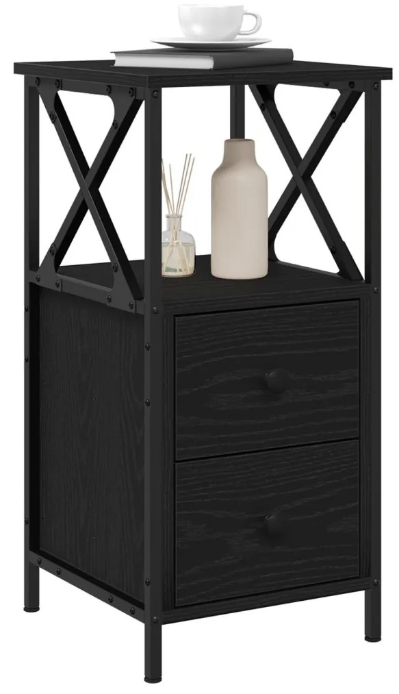 Éjjeli szekrények 2 db Fekete tölgyből 34x35,5x70 cm Mérnöki fa