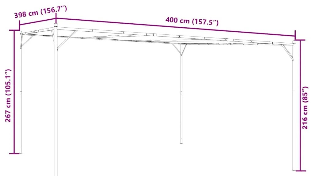 antracitszürke szövet és acél pavilon 4 x 4 m 180 g/m²