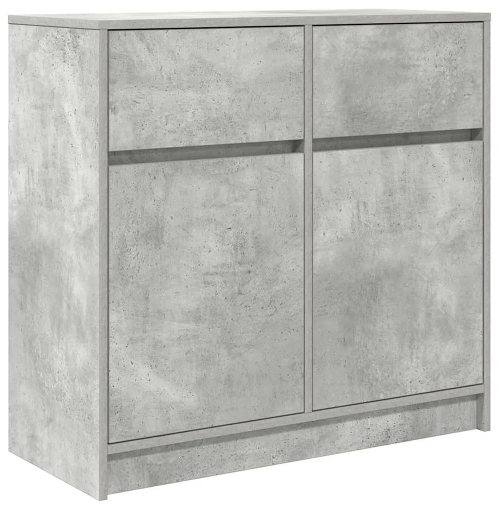 betonszürke szerelt fa tálalószekrény fiókos 80x34x76 cm