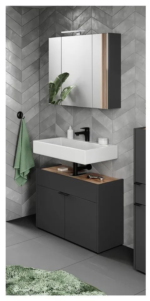 Antracitszürke fürdőszobai bútor szett Forano – Germania