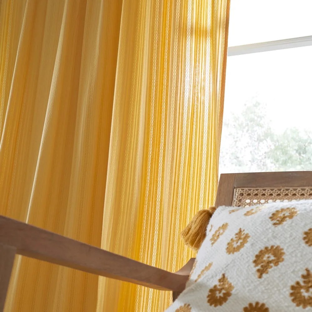 Sárga átlátszó függöny 140x183 cm Zofia Broderie Anglaise – Pineapple Elephant