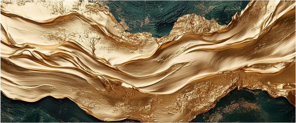 Kép - Zöld absztrakció arannyal II. (120x50 cm)