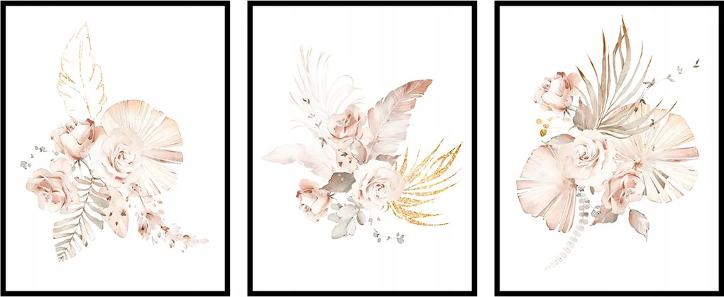 Növények virágok csokor fű poszter 3db 15x21cm