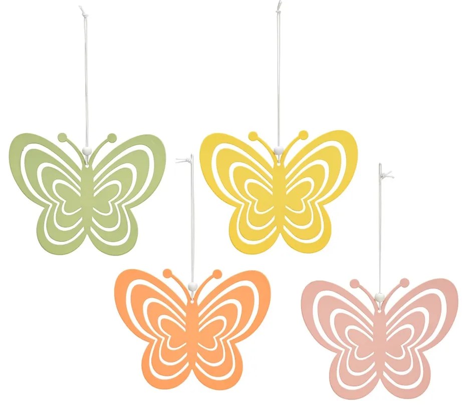Függesztett fém pillangó PASTEL BUTTERFLY - több színben Termék színe: Rózsaszín