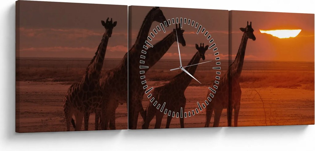 Kép - Zsiráfok az afrikai szavannán (órával) (90x30 cm)