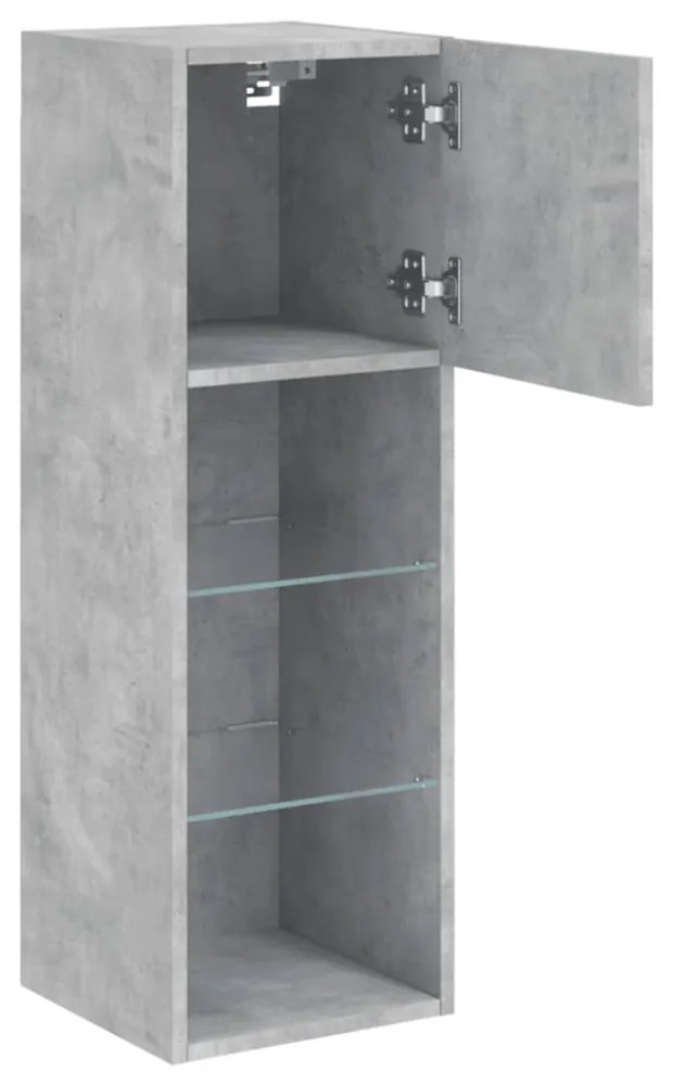 2 db betonszürke TV-szekrény LED-világítással 30,5 x 30 x 90 cm