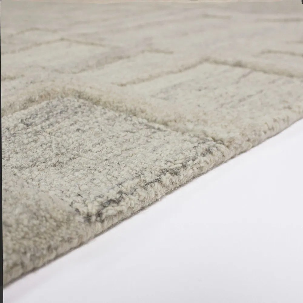 Szürkésbézs kézi szövésű gyapjú szőnyeg 140x200 cm Elva – Flair Rugs